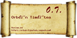 Orbán Timótea névjegykártya